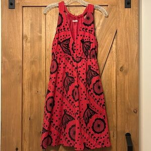 Anthropologie Red & Black Bird Dress by La La Lamé